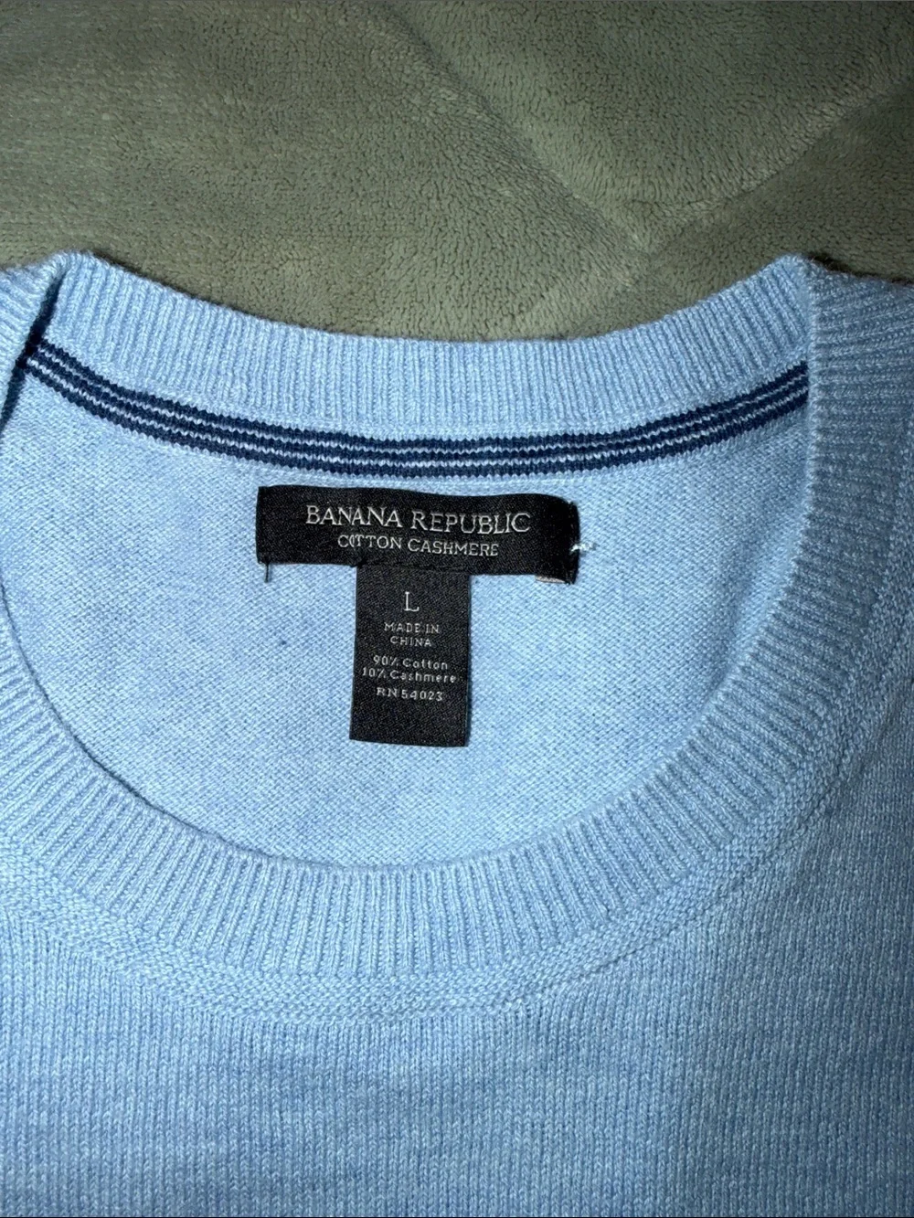 Banana Republic Men's Crewneck Sweater - Pale Blue (Cotton Cashmere)